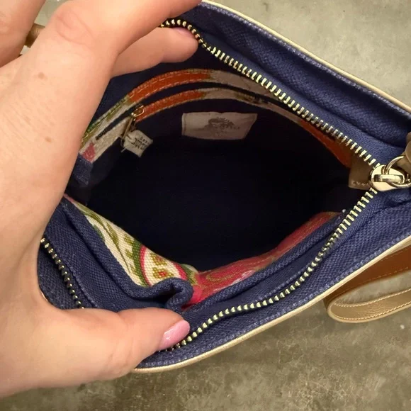 Spartina 449 Pink and Gold Crossbody Bag with Floral Design - Picture 3 of 7